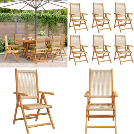 Sillas de jardín reclinables 6 uds madera maciza acacia beige - Sillas de jardín - Sillas de exterior