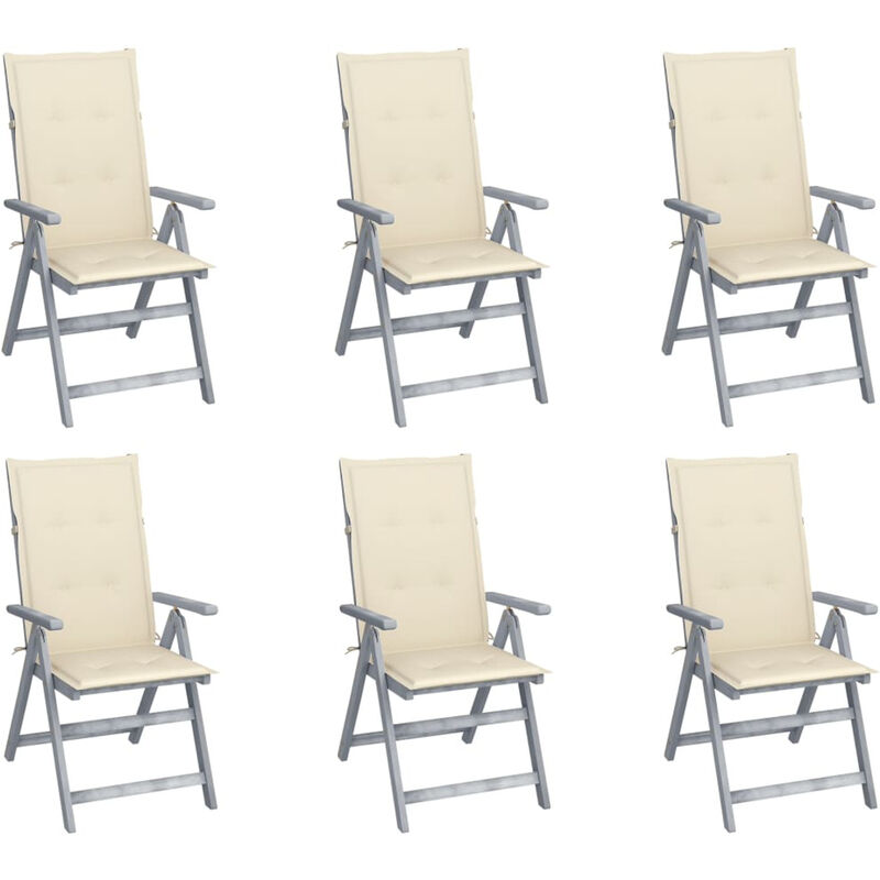 

Sillas de jardin reclinables 6 uds madera maciza acacia cojines