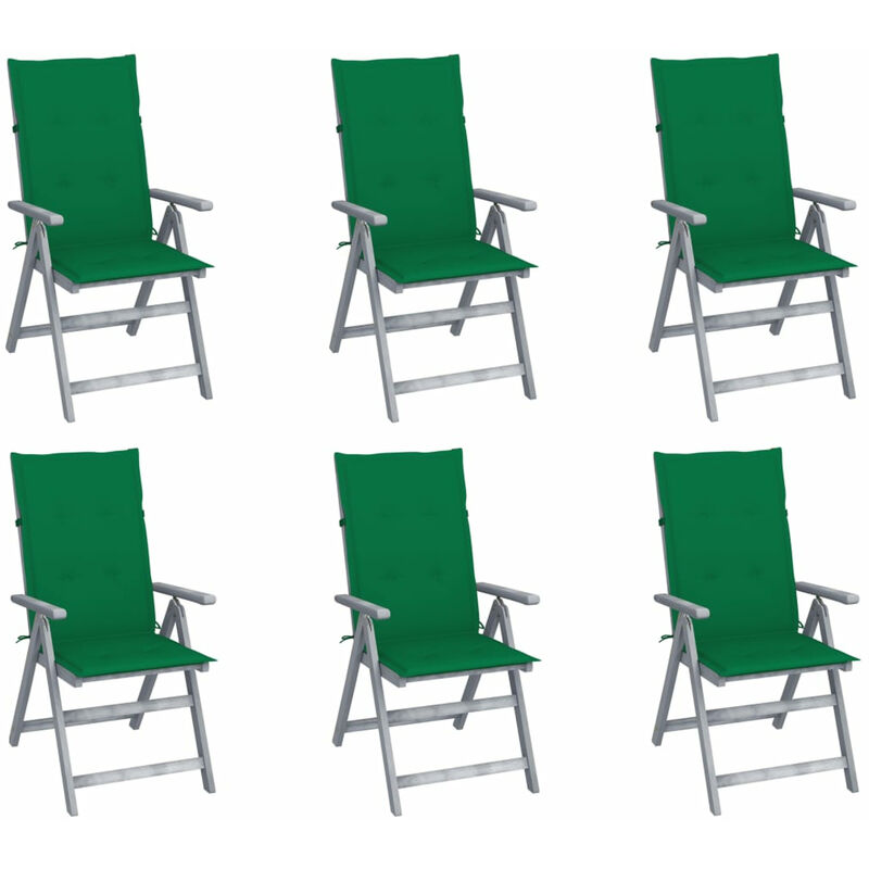 

Sillas de jardin reclinables 6 uds madera maciza acacia cojines