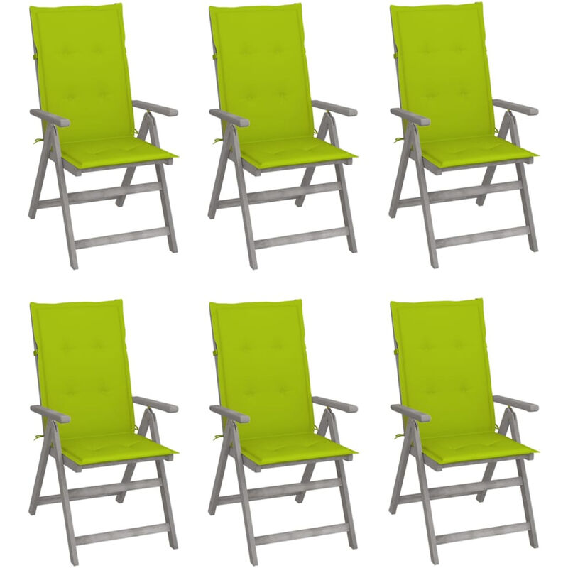 

Sillas de jardin reclinables 6 uds madera maciza acacia cojines