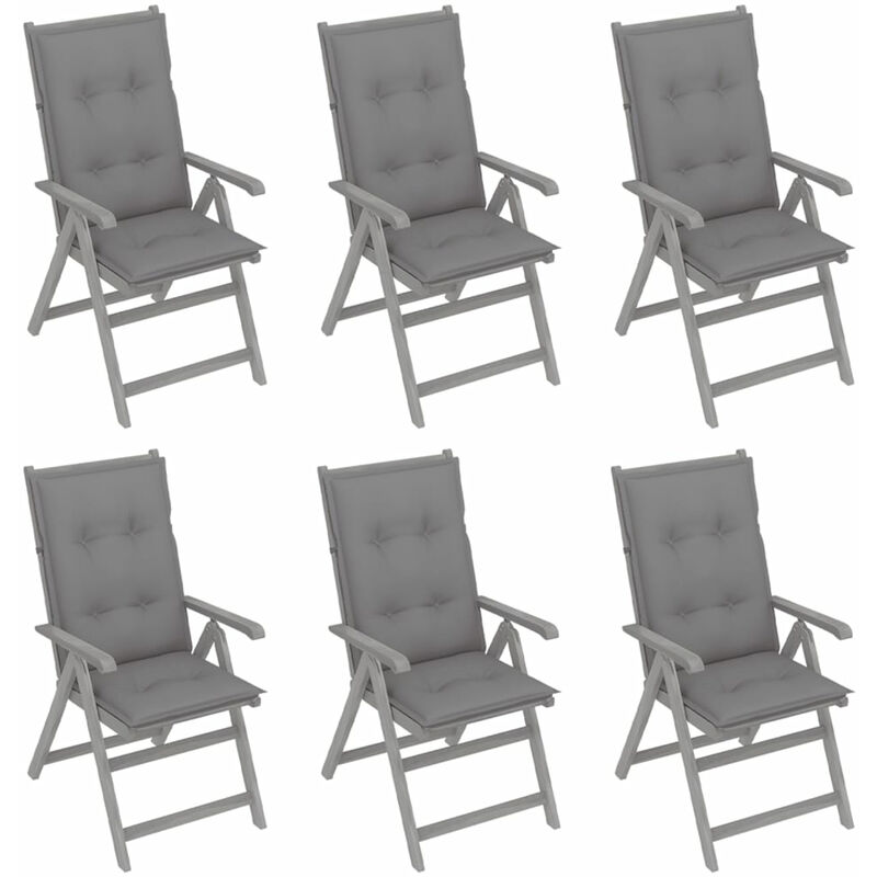 

Sillas de jardin reclinables 6 uds madera maciza acacia cojines