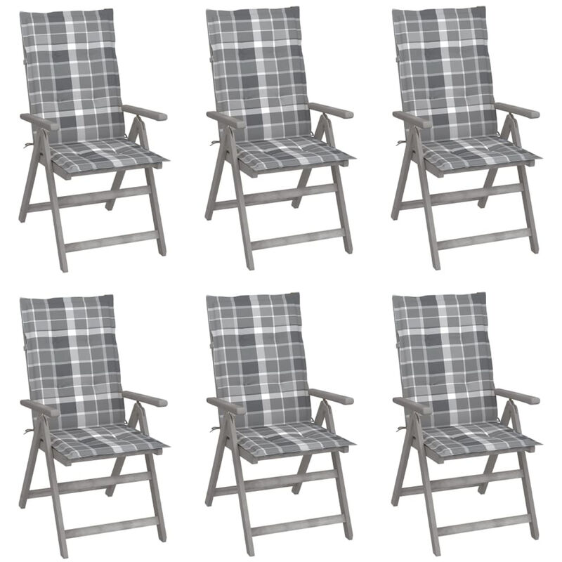

Sillas de jardin reclinables 6 uds madera maciza acacia cojines