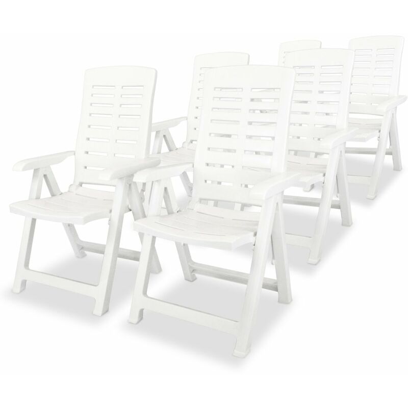 

Sillas de jardín reclinables 6 unidades plástico blanco