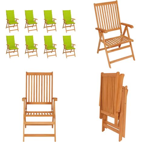 Sillas de jardín reclinables con cojines 8 uds teca maciza - Sillas de madera - Sillas reclinables