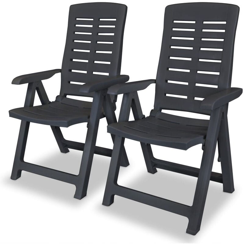 

Sillas de jardin reclinables plastico gris antracita 2 unidades