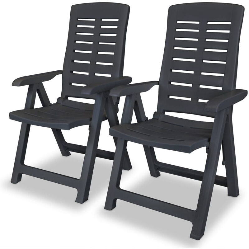 

Sillas de jardin reclinables plastico gris antracita 2 unidades