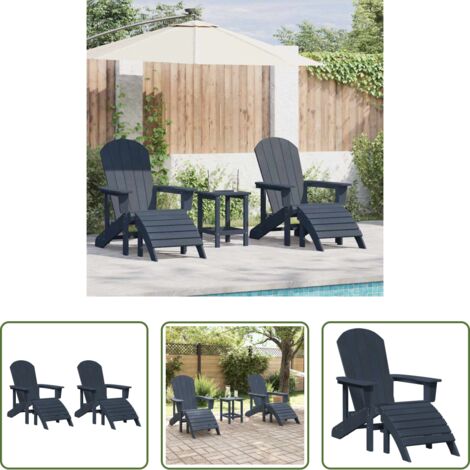 Sillas de jardín -  Silla de Jardín 2 pcs Azul Marino 83 x 74 x 92 cm Polietileno