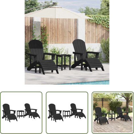 Sillas de jardín -  Silla de Jardín 3 pcs Negro Polietileno