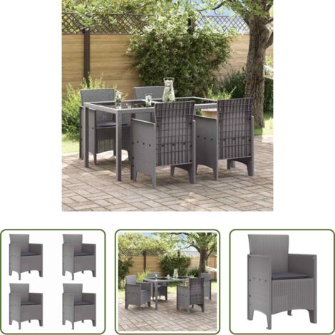 Sillas de jardín -  Silla de Jardín 4 pcs Gris Claro 53 x 49 x 85 cm Polipropileno