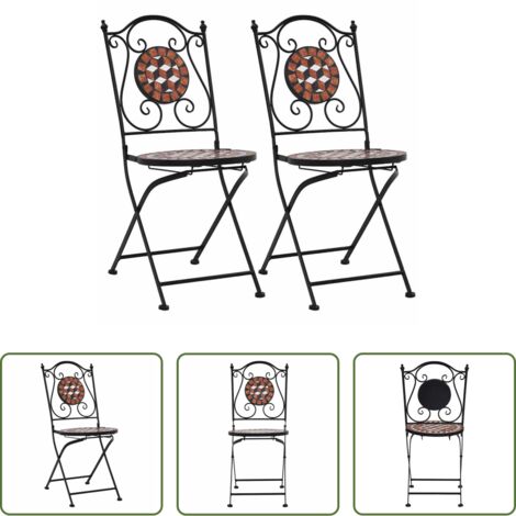 Sillas de jardín -  Sillas bistró de mosaico 2 unidades cerámica marrón