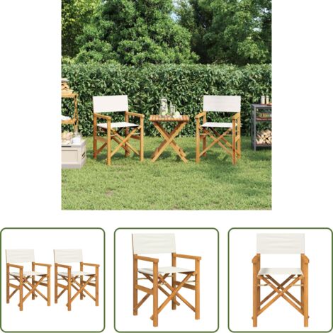 Sillas de jardín - Sillas de director plegables 2 uds madera maciza teca crema
