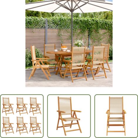 Sillas de jardín -  Sillas de jardín reclinables 6 uds madera maciza acacia beige