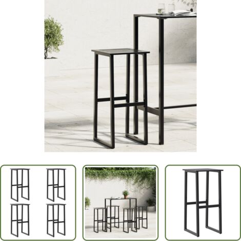 Sillas de jardín -  Taburetes de bar 4 unidades acero negro 38x38x80 cm