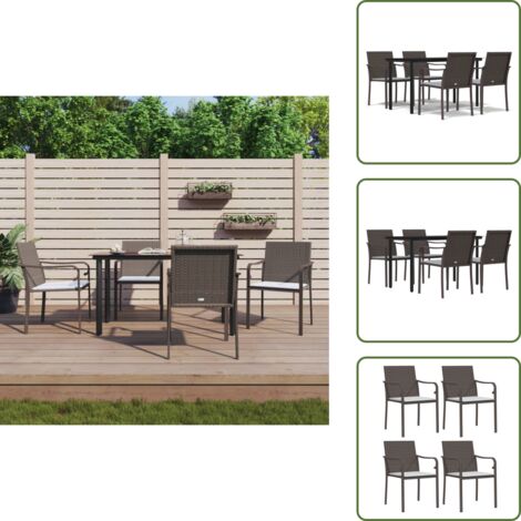 Sillas de jardín - vidaXL Juego comedor jardín 5 piezas y cojines ratán sintético y acero - Cojines para comedor