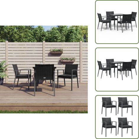 Sillas de jardín - vidaXL Juego comedor jardín 5 piezas y cojines ratán sintético y acero - Cojines para sillas