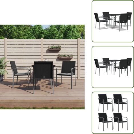 Sillas de jardín - vidaXL Juego comedor jardín 5 piezas y cojines ratán sintético y acero - Mesa de jardín