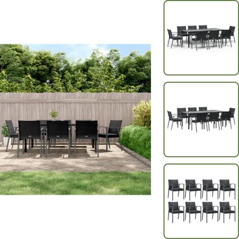 Sillas de jardín - vidaXL Juego comedor jardín 9 piezas y cojines ratán sintético y acero - Mesa de jardín
