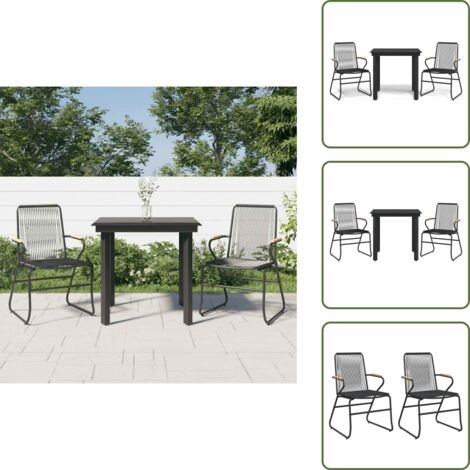 Sillas de jardín - vidaXL Juego de comedor de jardín 3 piezas ratán PVC negro - Comedor de exterior