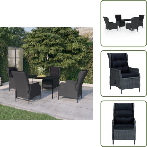 Sillas de jardín - vidaXL Juego de comedor de jardín 5 piezas gris oscuro - Mesa de jardín