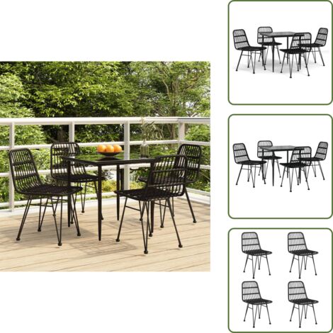 Sillas de jardín - vidaXL Juego de comedor de jardín 5 piezas ratán sintético negro - Ratán sintético