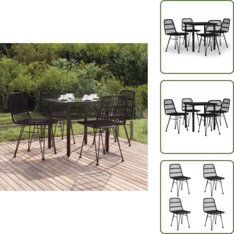 Sillas de jardín - vidaXL Juego de comedor de jardín 5 piezas ratán sintético negro - Ratán sintético