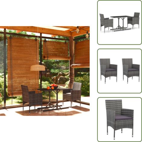 Sillas de jardín - vidaXL Juego de comedor para jardín 3 piezas gris - Comedor exterior
