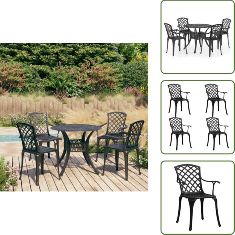 Sillas de jardín - vidaXL Mesa y sillas de bistró 5 piezas aluminio fundido negro - Aluminio fundido