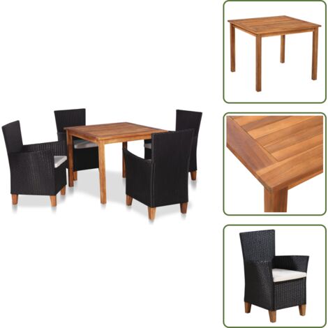 Sillas de jardín - vidaXL Set de comedor de jardín 5 pzas ratán sintético negro y marrón - Comedor de jardín 5 pzas