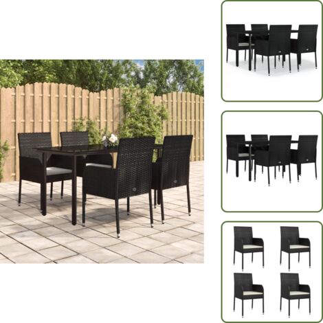 Sillas de jardín - vidaXL Set de muebles jardín 5 pzas con cojines ratán sintético negro - Mesa de jardín