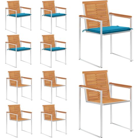 Sillas de jardín y cojines 4 unidades madera maciza de acacia - Cojines para sillas - Sillas de exterior