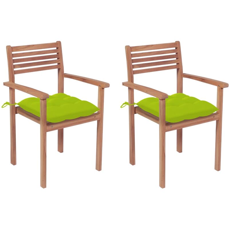 

Sillas de jardín 2 uds madera de teca y cojines verde brillante