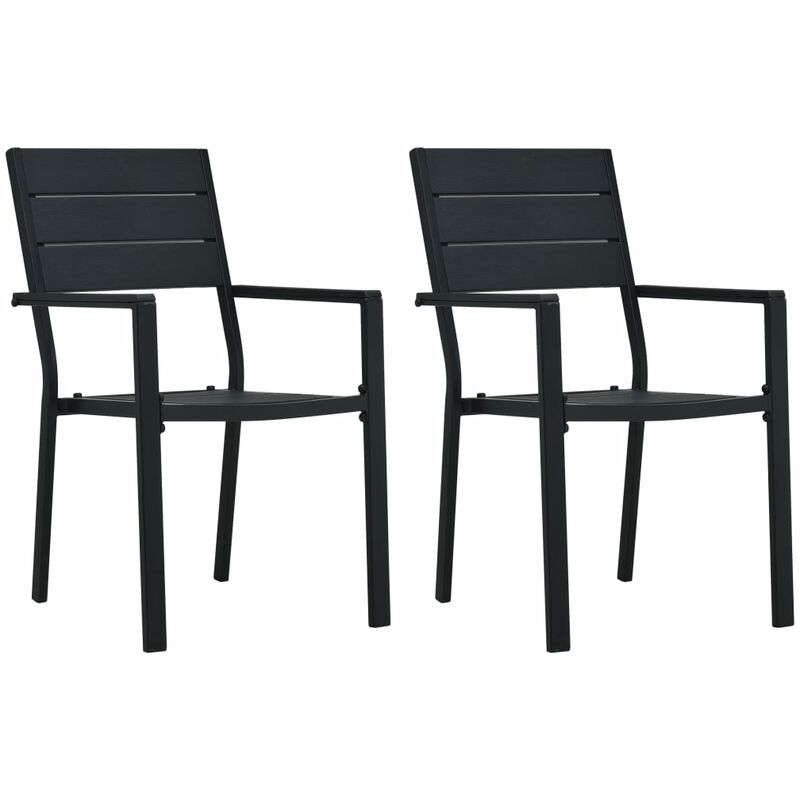 

Sillas de jardín 2 unidades HDPE aspecto de madera negro - Negro