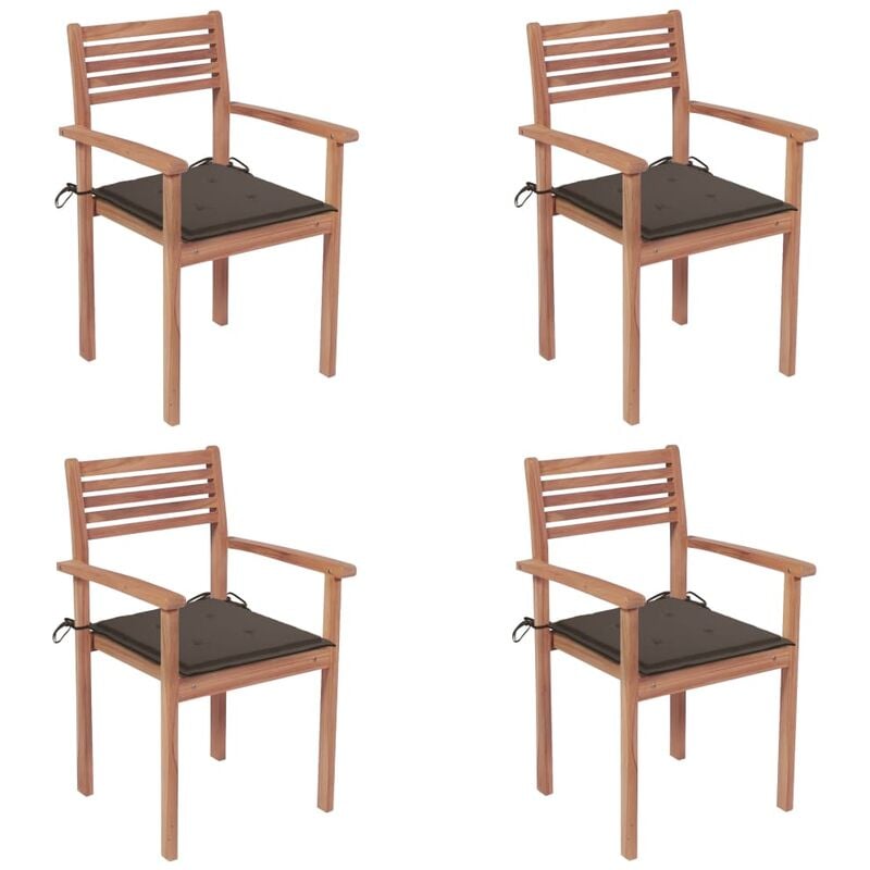 

Youthup - Sillas de jardín 4 uds madera de teca con cojines gris taupe