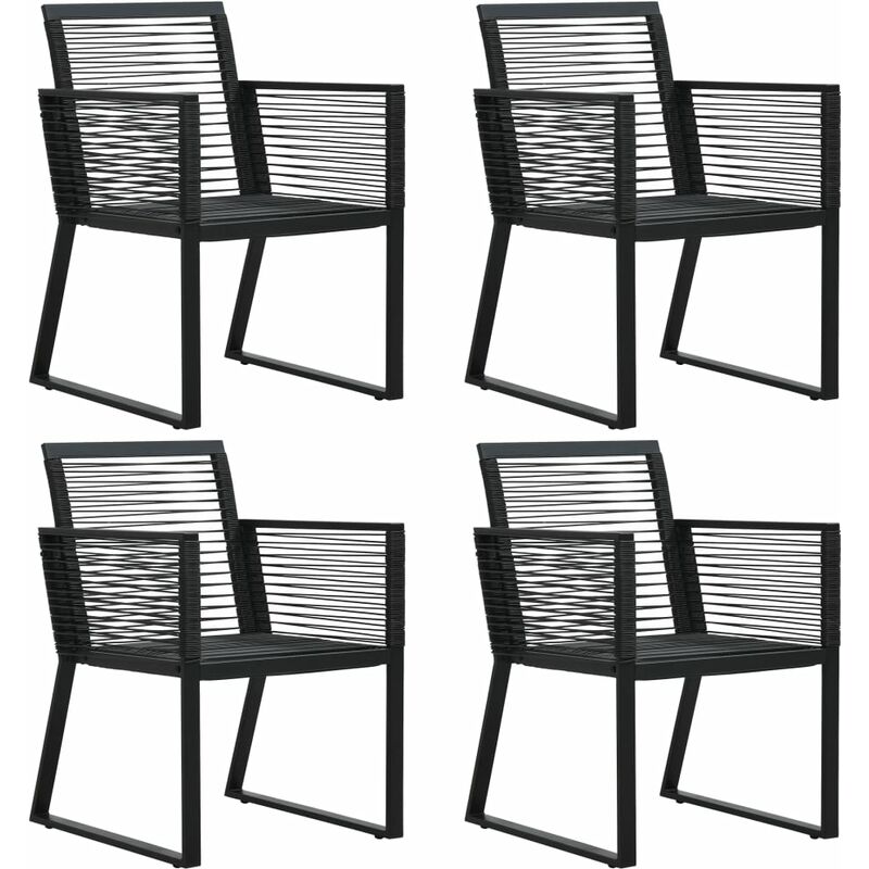 

Sillas de jardín 4 unidades cuerdas de ratán negras - Negro