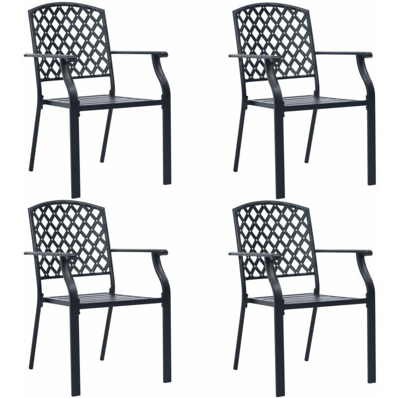 

Youthup - Sillas de jardín 4 unidades diseño de malla acero negro - Negro