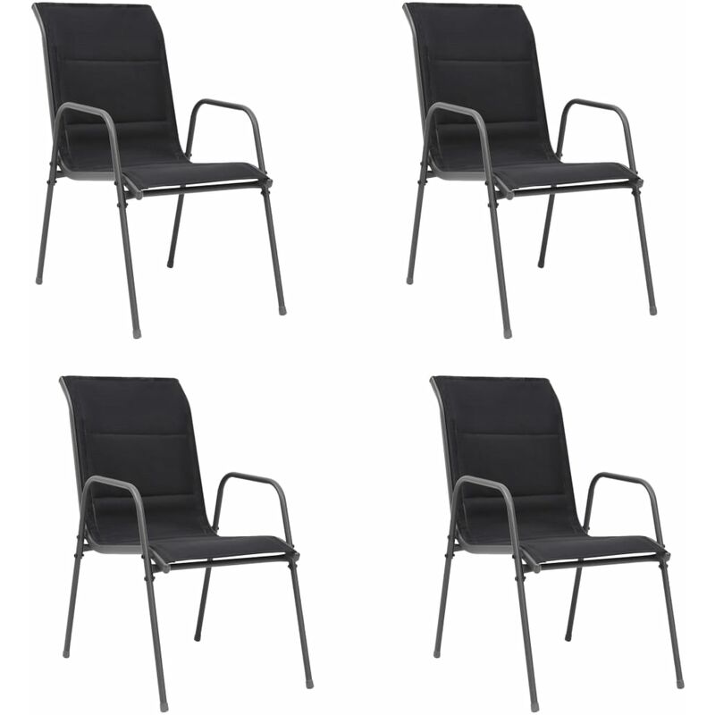

Sillas de jardín apilables 4 unidades acero y textilene negro - Negro