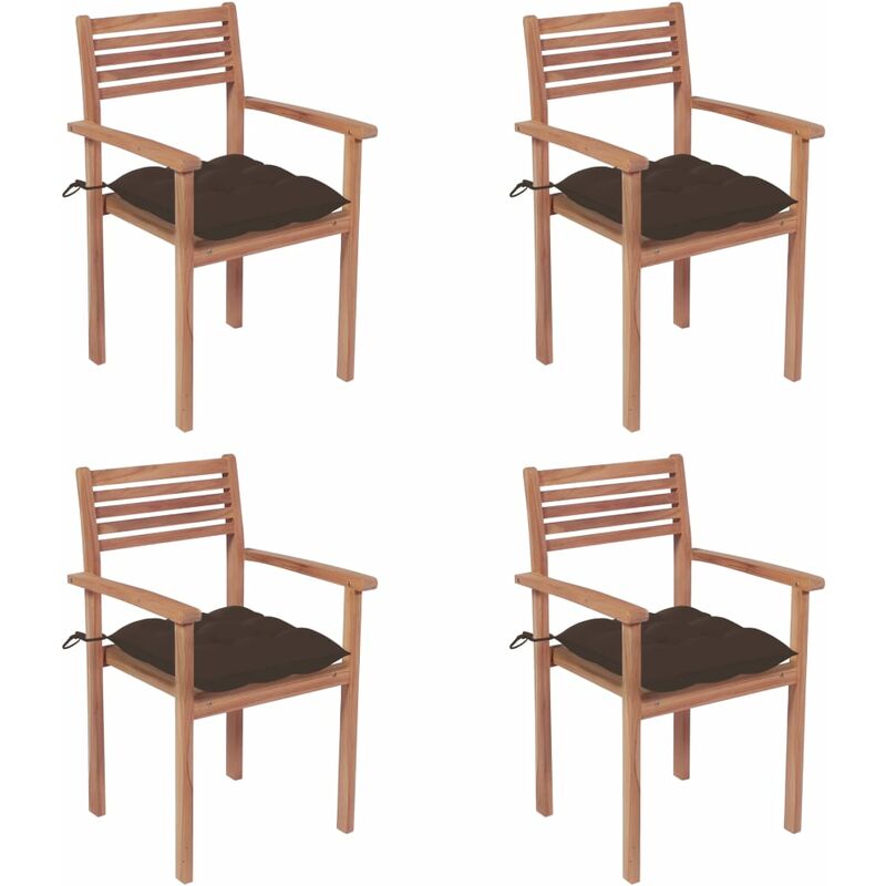 

Youthup - Sillas de jardín con cojines 4 uds madera de teca gris taupe