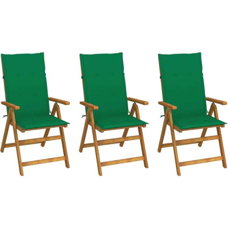 

vidaXL Sillas de jardín plegables 3 uds y cojines madera maciza acacia - Marrón