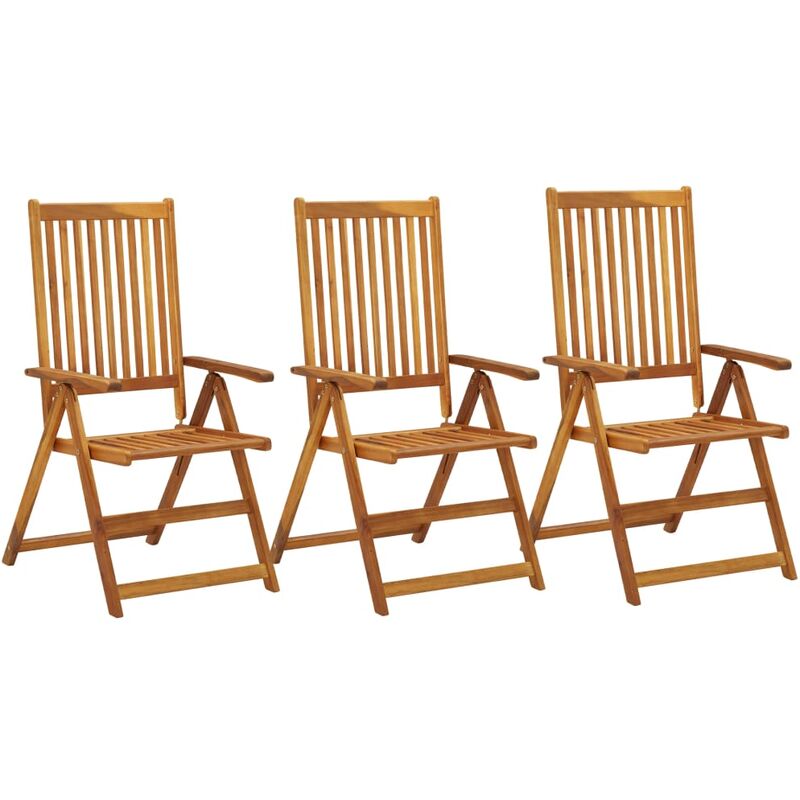 

Sillas de jardín reclinables 3 uds madera maciza de acacia - Marrón