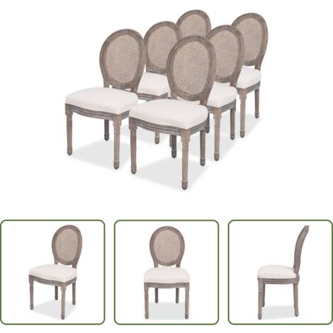 Sillas de lino -  Sillas de comedor 6 unidades tela color crema