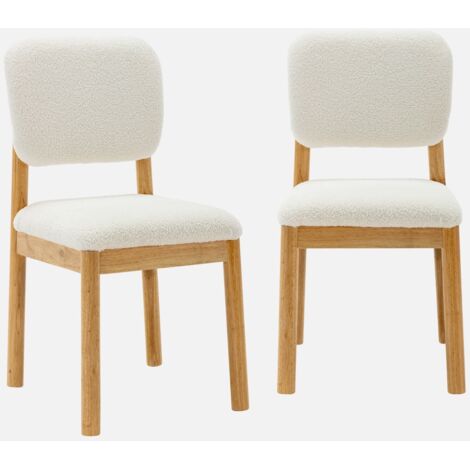 Sillas de madera de hevea y borreguito, set de 2