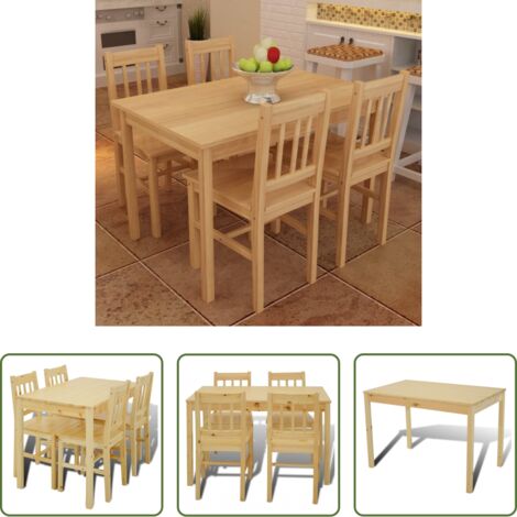 Sillas de madera -  Mesa de comedor y 4 sillasde madera color natural