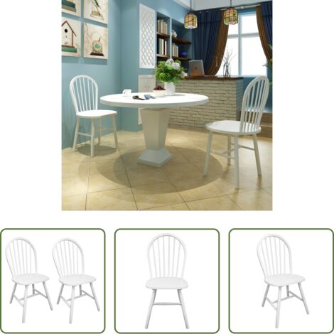 Sillas de madera -  Sillas de comedor 2 unidades madera maciza de caucho blanco