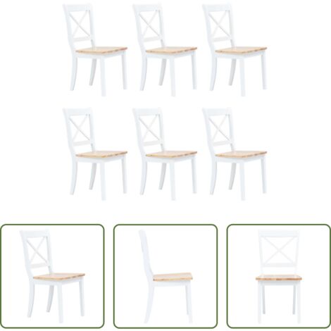 Sillas de madera -  Sillas de comedor 6 uds madera maciza de caucho blanco y madera