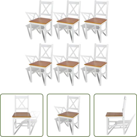 Sillas de madera -  Sillas de comedor 6 unidades madera de pino blanco