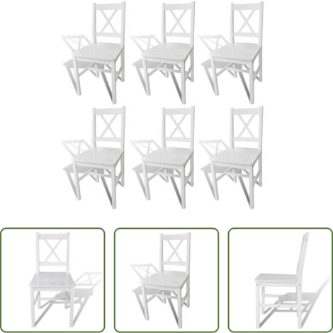 Sillas de madera -  Sillas de comedor 6 unidades madera de pino blanco
