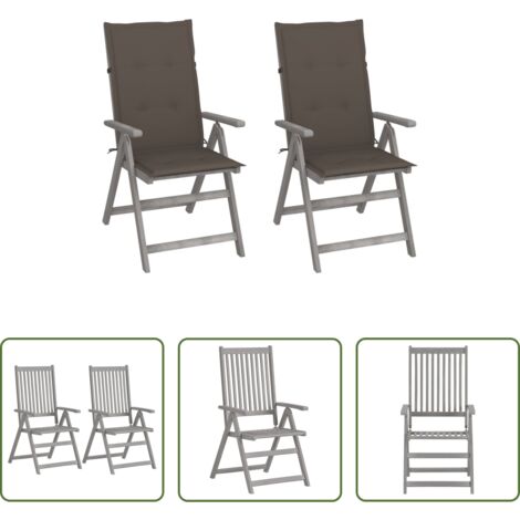 Sillas de madera -  Sillas reclinables jardín y cojines 2 uds madera maciza acacia