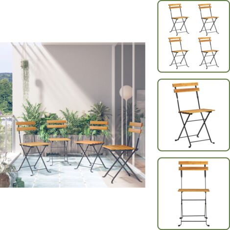 Sillas de madera - vidaXL Sillas bistró de terraza plegables 4 uds madera maciza acacia - Sillas de acacia