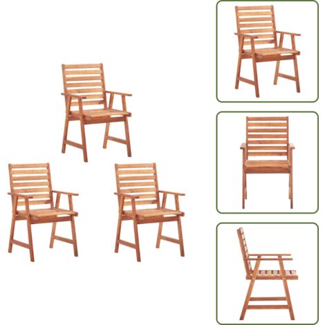 Sillas de madera - vidaXL Sillas de comedor de exterior 3 uds madera maciza de acacia - Sillas de acacia