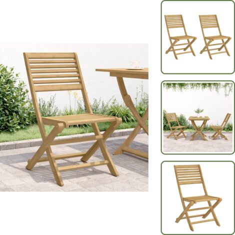 Sillas de madera - vidaXL Sillas de jardín plegables 2 uds madera acacia 48,5x61,5x87 cm - Sillas de jardín de acacia